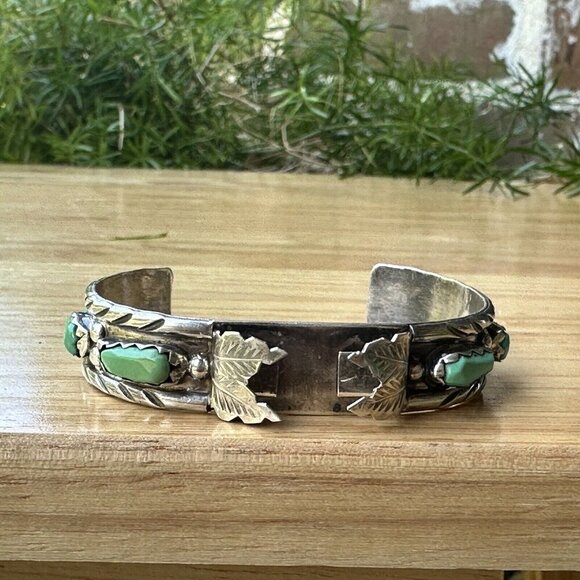 Zuni Wayne Cheama Cuff Watch‎ Band Sterling Silver Turquoise Signed 19.5g Sz 5.5 - Picture 3 of 10